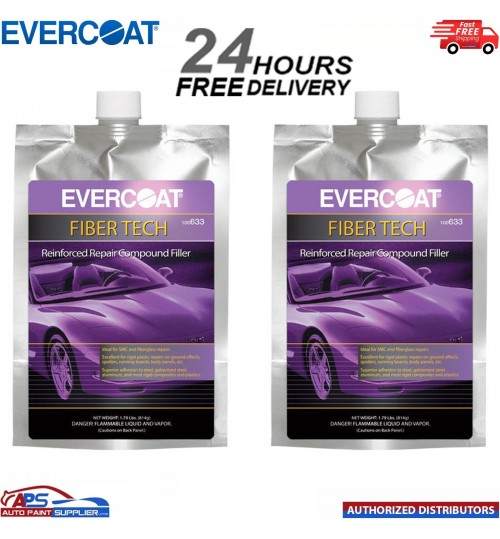 2x EVERCOAT FIBER TECH REINFORCED REPAIR COMPOUND FILLER 709ML INC HARDENER